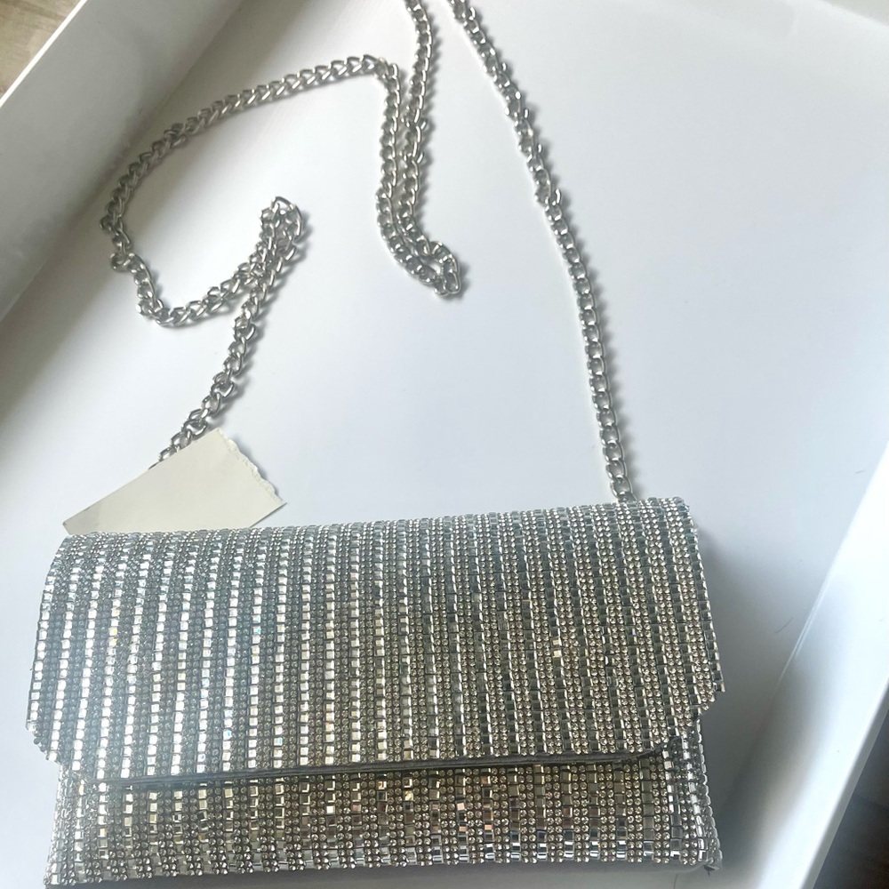 NWT ~Silver Textured Envelope Clutch